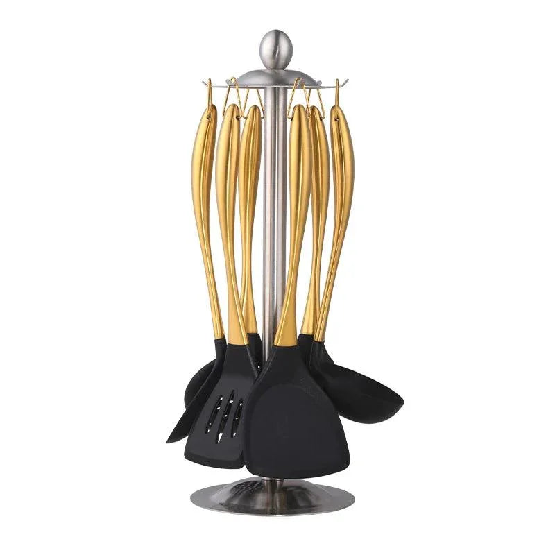 Conjunto de Utensílios de Cozinha de Silicone Antiaderente