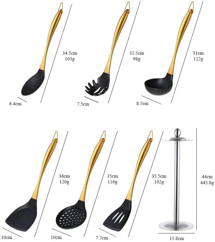 Conjunto de Utensílios de Cozinha de Silicone Antiaderente