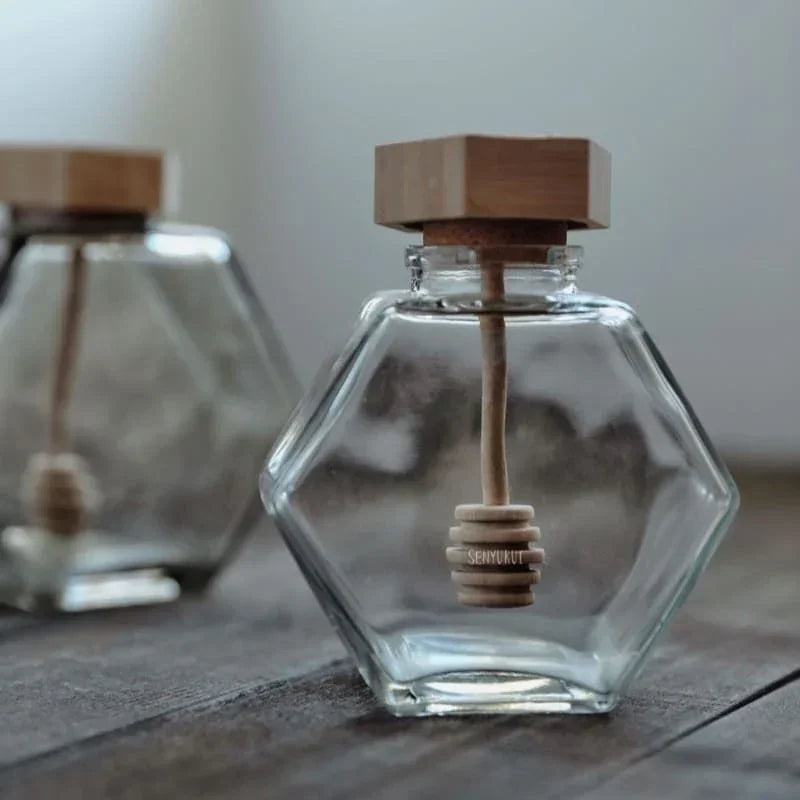 Meleira de Vidro Porta Mel com Colher