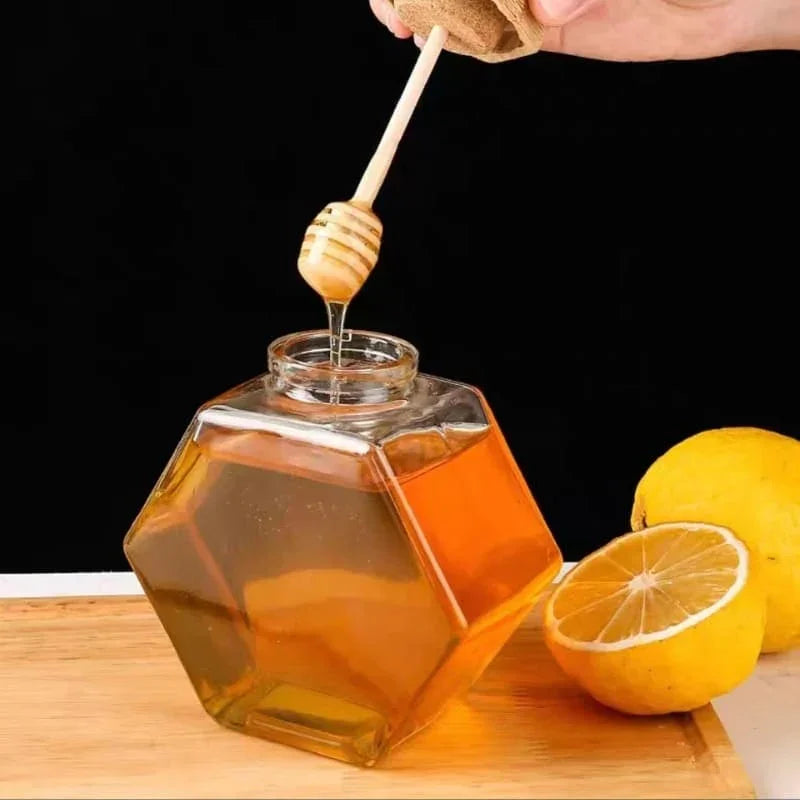 Meleira de Vidro Porta Mel com Colher