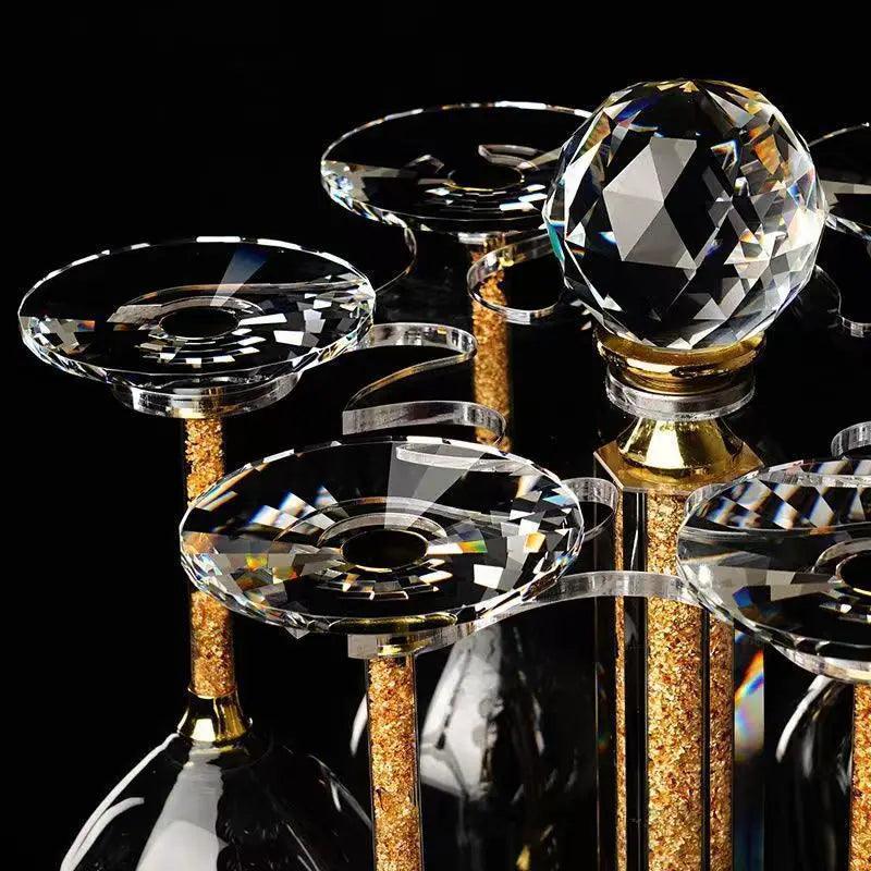 Taça Vidro de Cristal de Folhas de Ouro Premium