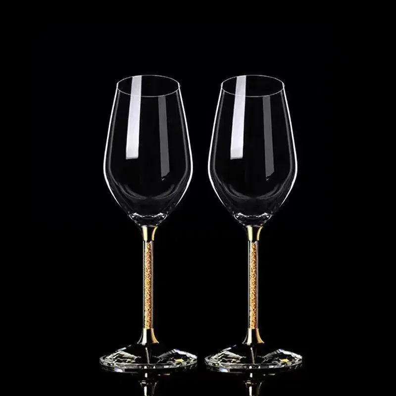 Taça Vidro de Cristal de Folhas de Ouro Premium