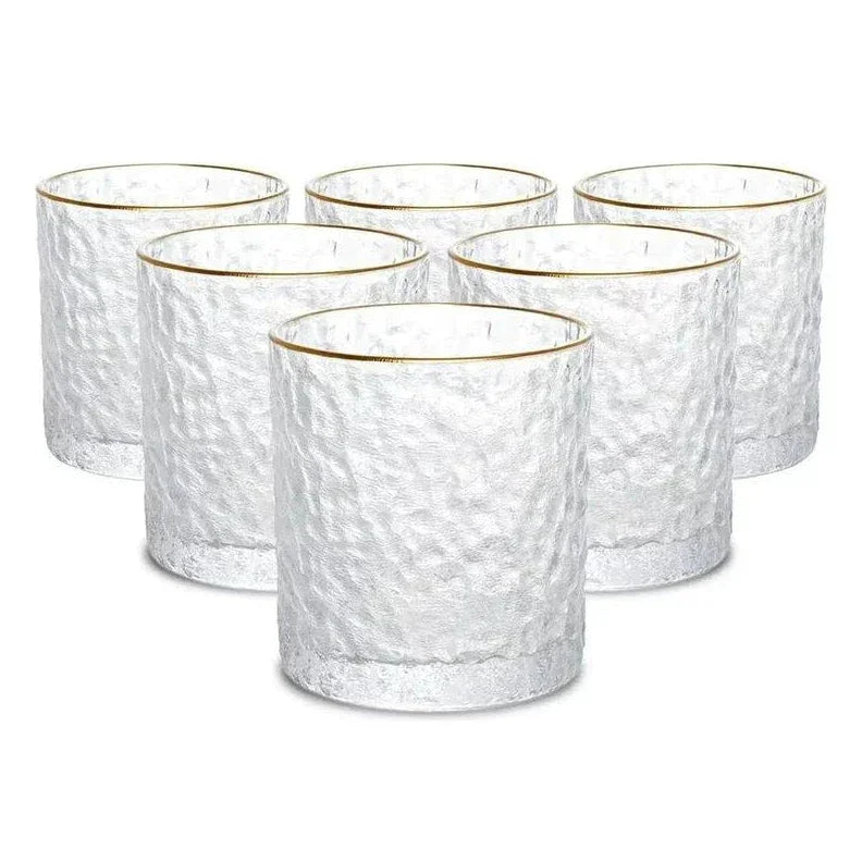 Copo de Whisky de Cristal com Borda Dourada