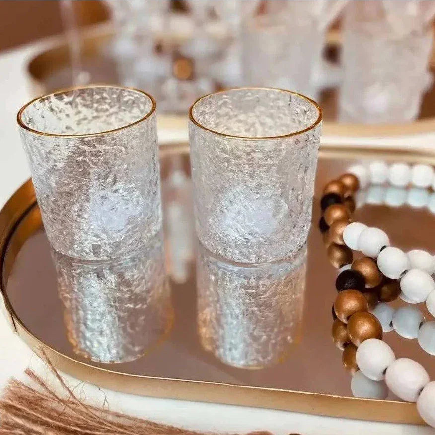 Copo de Whisky de Cristal com Borda Dourada