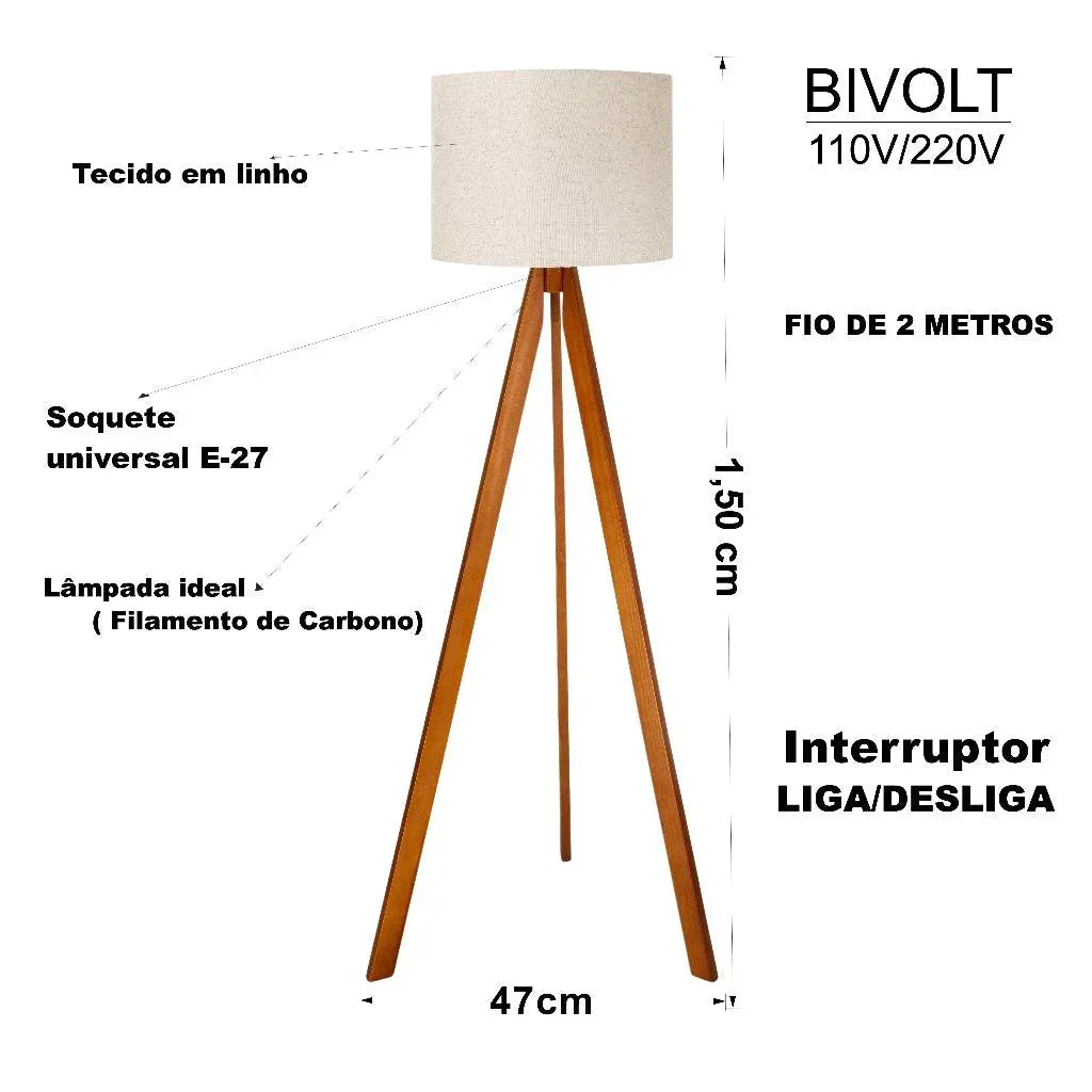 Luminária Abajur Tripé Minimalista