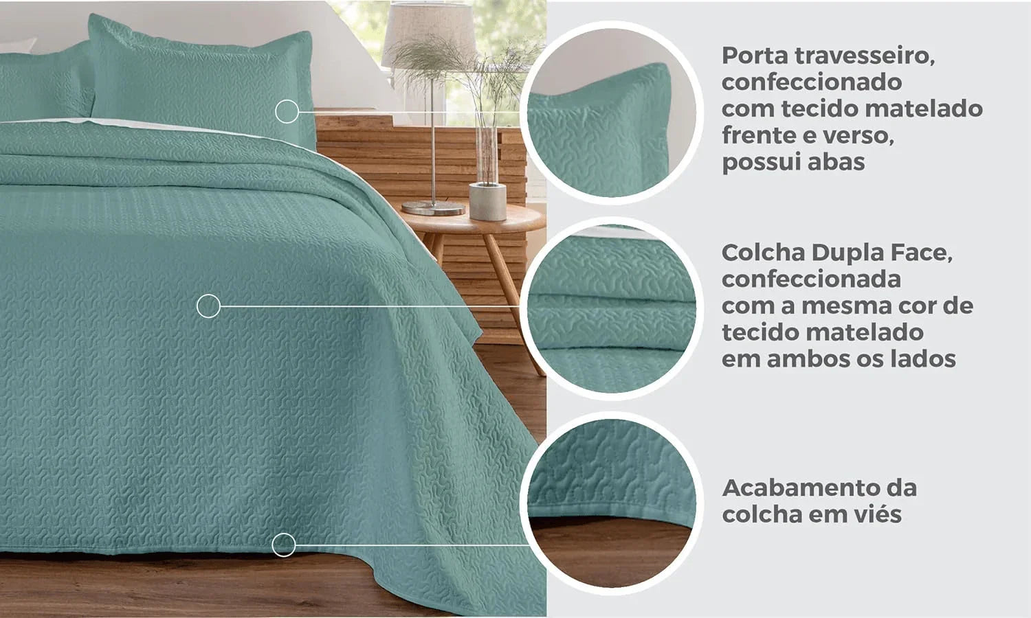 Kit Colcha de Cama Verde