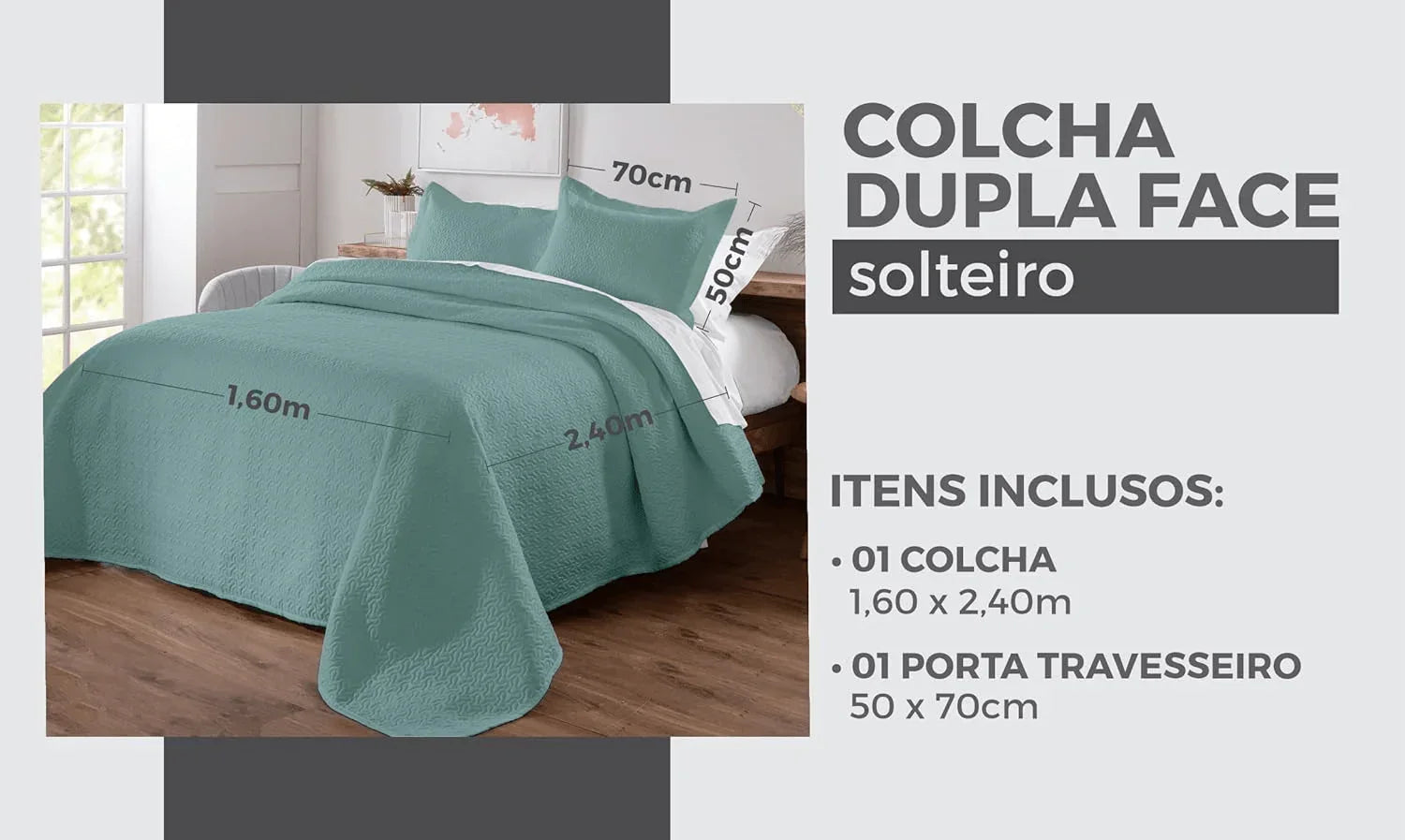 Kit Colcha de Cama Verde