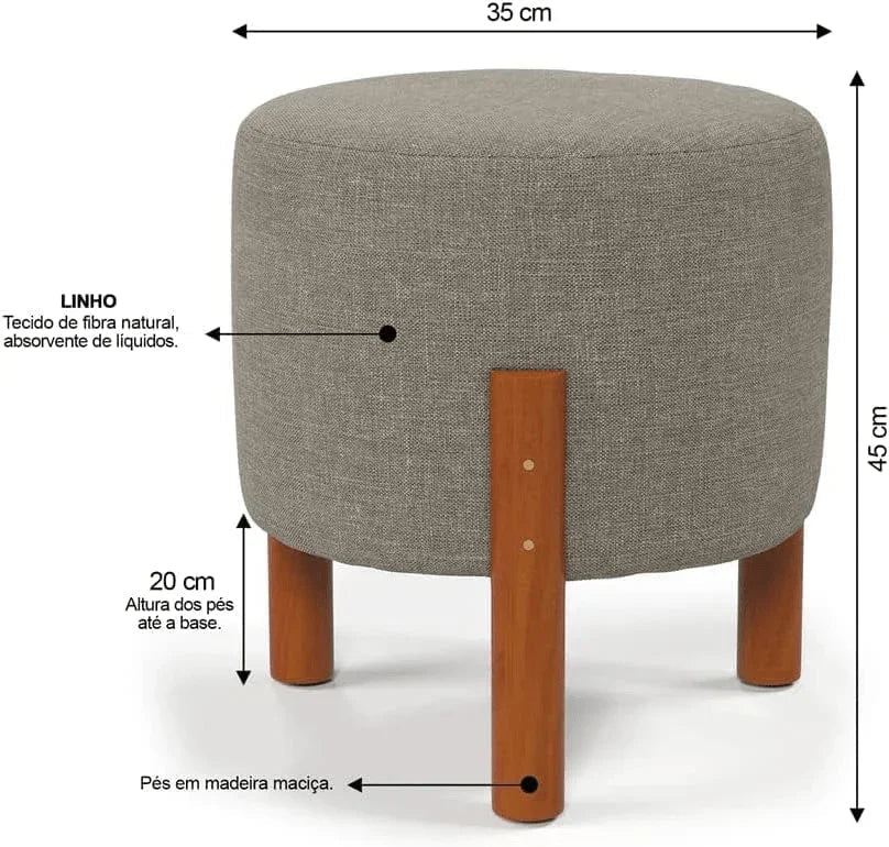 Kit 2 Puff Banquinho Redondo