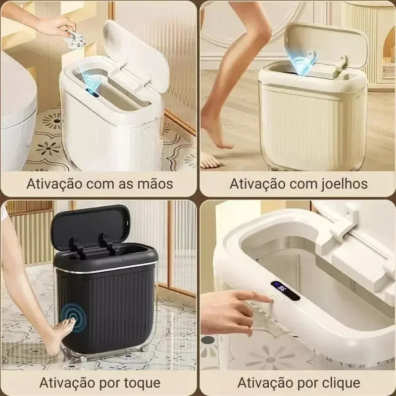 Lixeira para Banheiro e Cozinha Acrílico Automática com Sensor