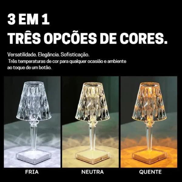 Lâmpada de Mesa Diamante LED Sem Fio