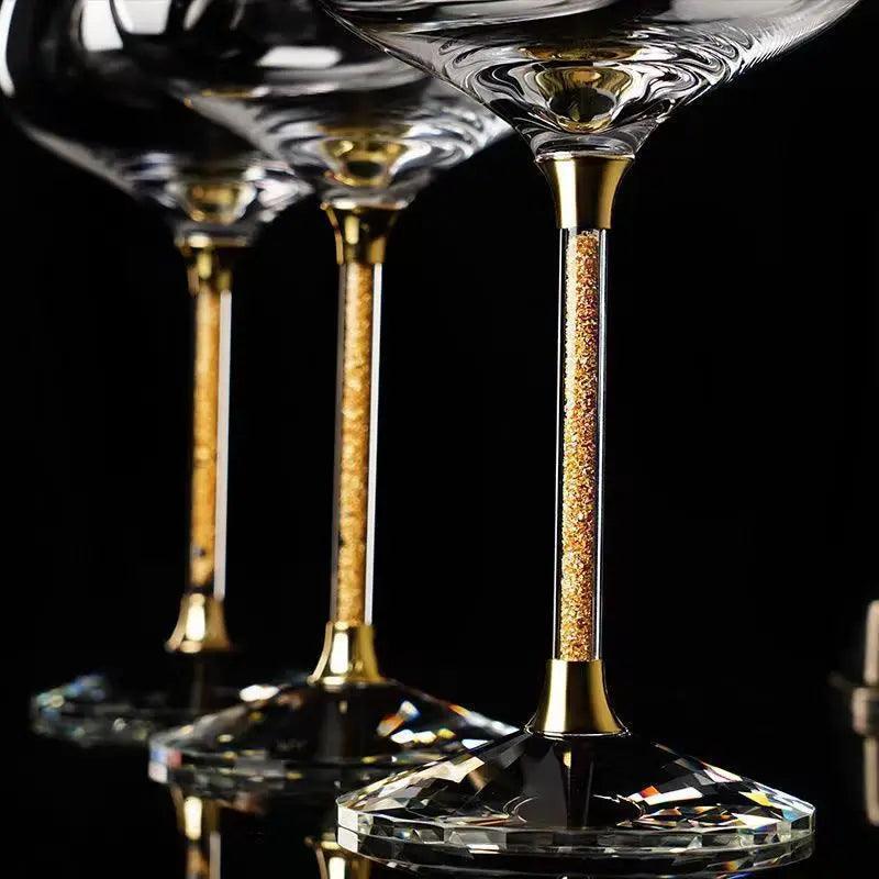 Taça Vidro de Cristal de Folhas de Ouro Premium