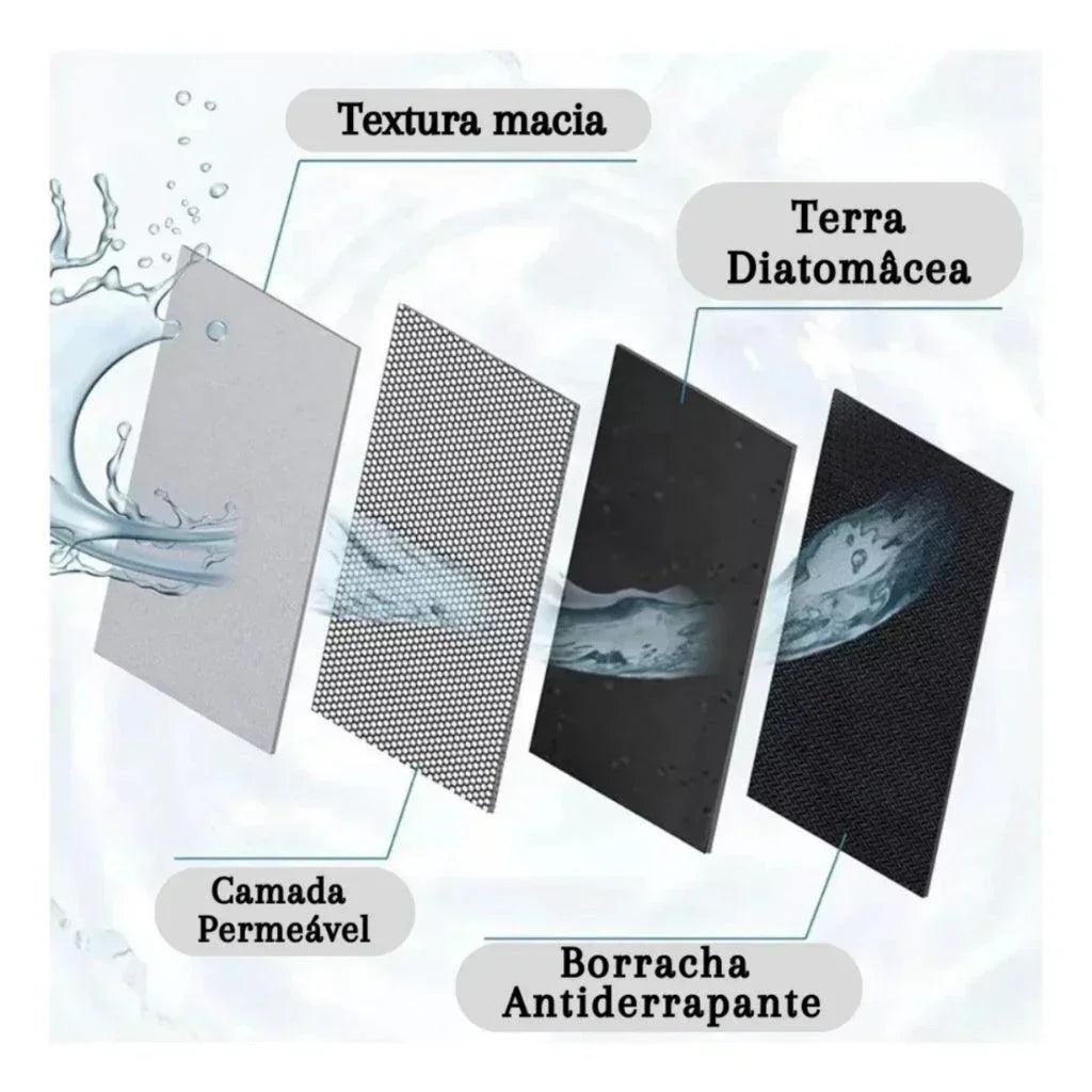 Tapete de Banheiro Secagem Rápida em Terra Diatomácea