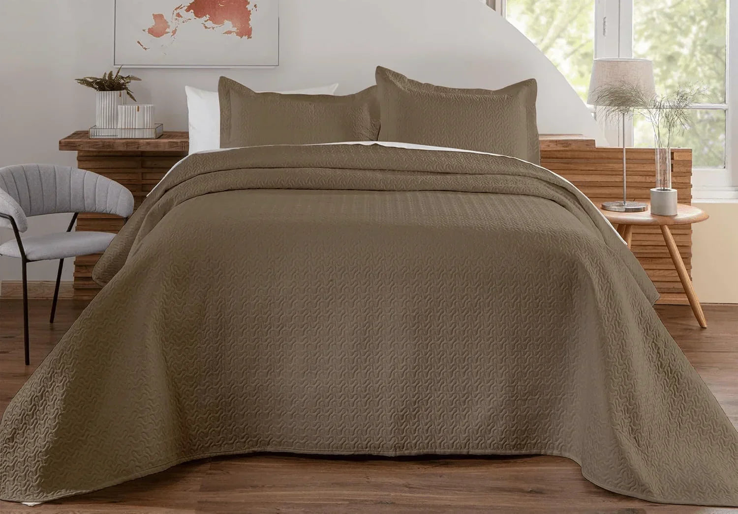 Kit Colcha de Cama Caqui