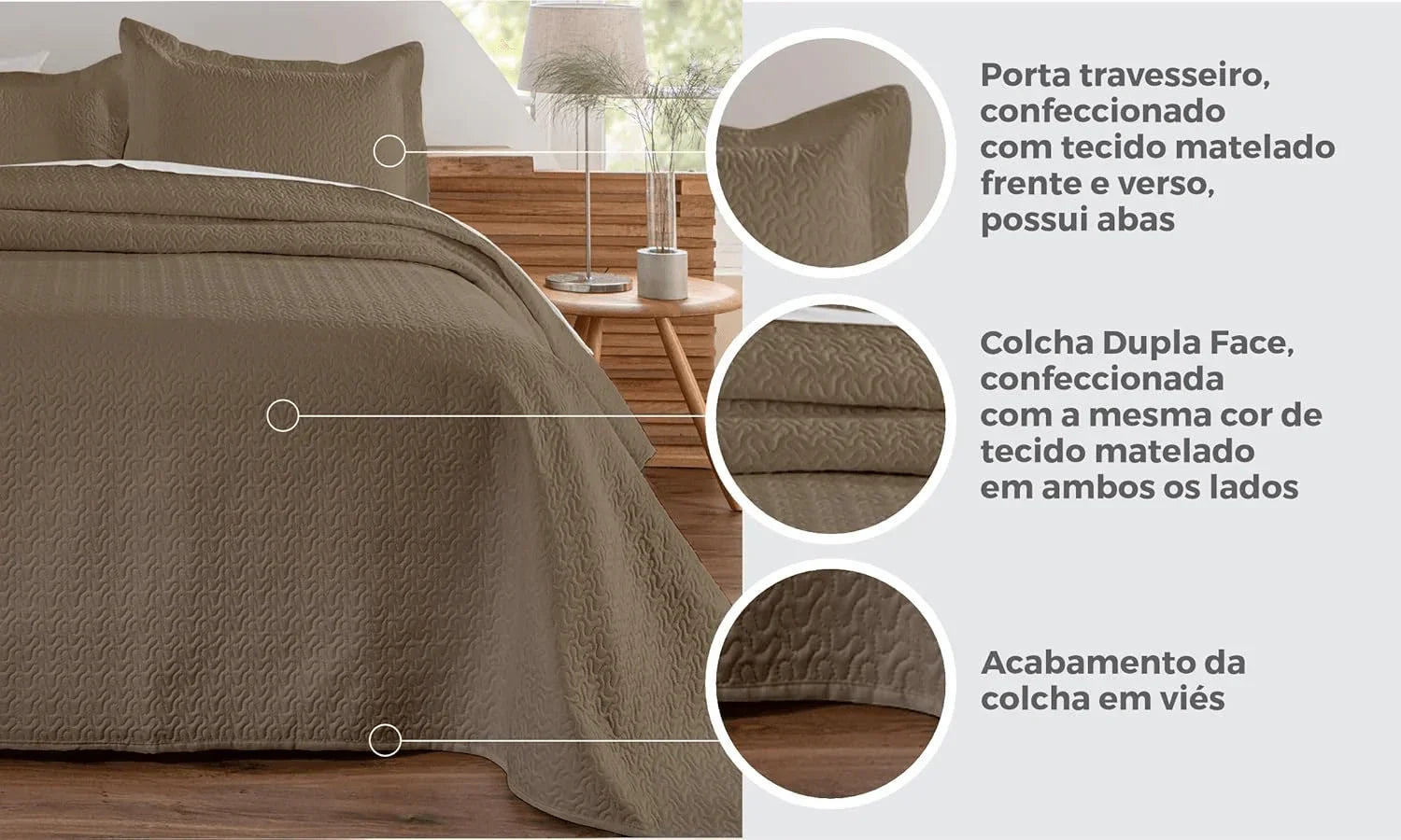 Kit Colcha de Cama Caqui