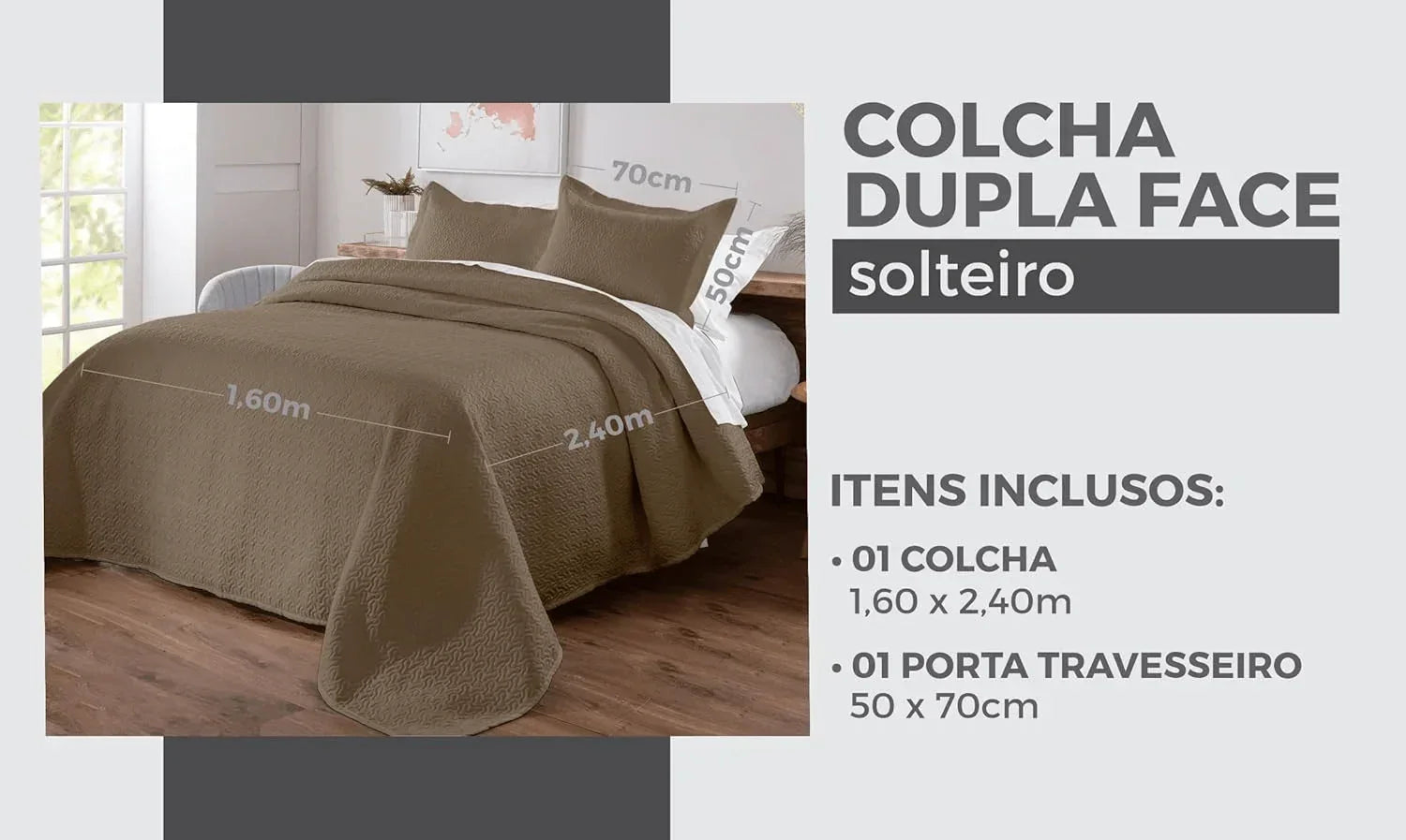 Kit Colcha de Cama Caqui