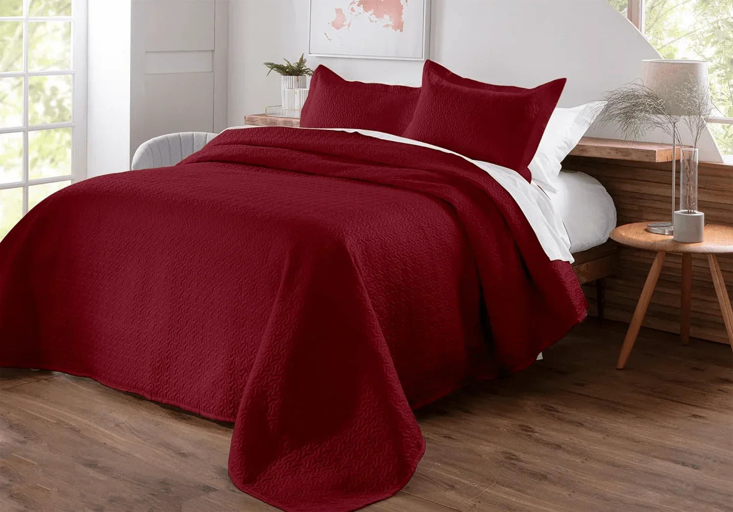 Kit Colcha de Cama Vinho